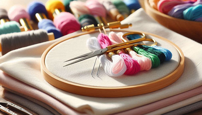 مراحل گلدوزی یک گل ساده روی پارچه