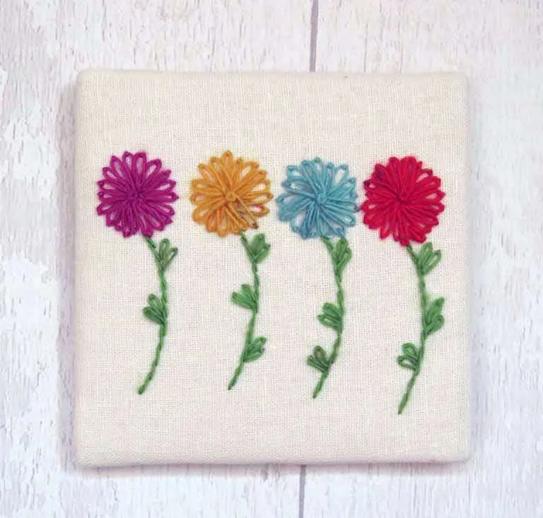 آموزش مرحله به مرحله گلدوزی گل داوودی