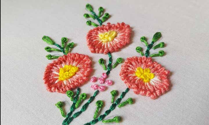 لوازم مورد نیاز گلدوزی گل ساده روی پارچه