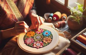 گلدوزی روی پارچه با سوزن