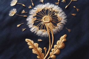 طرح خام گلدوزی قاصدک برای گلدوزی