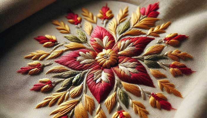 مراحل گلدوزی گل پنج پر