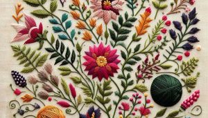 آشنایی با ساقه دوزی در گلدوزی
